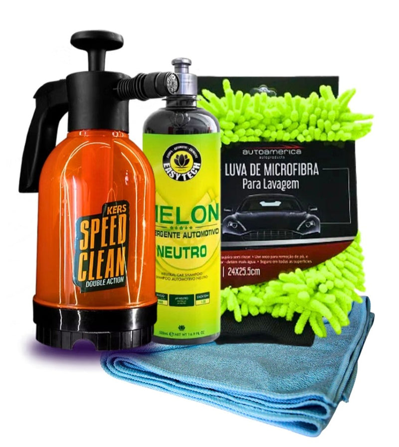 Speed Clean Kers + Luva de Microfibra + Shampoo Neutro 500ml  + Toalha de Secagem