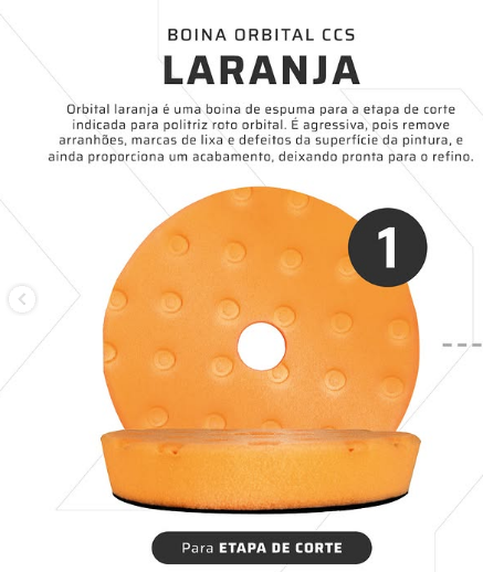 Boina de Espuma Corte Roto Orbital Laranja CCS 5'' Autoamerica