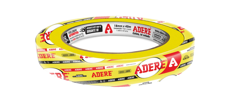 Fita Crepe Automotiva Amarela Adere  A128RA/S 18MMX40M